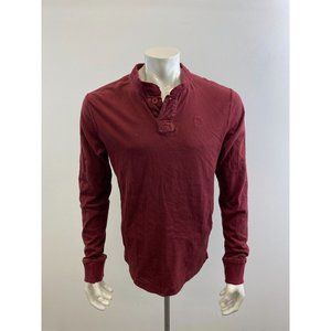 Campus Crew Men's Henley Long Sleeve Shirt Men's Size Medium Cotton Burgundy